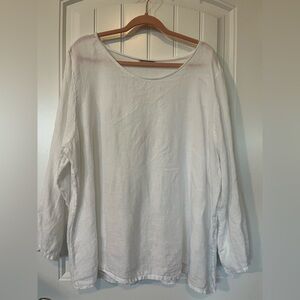 TERZO MILLENNIO Italian 100% Linen shirt mother of pearl buttons roll sleeves